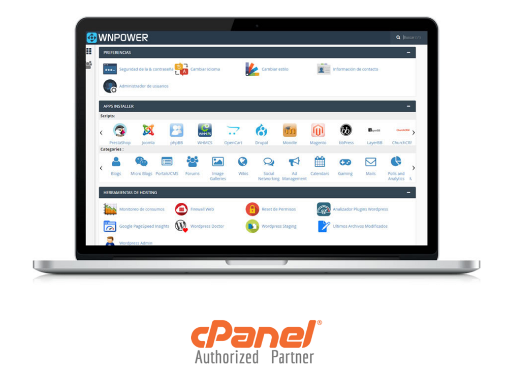 WNPower presenta un servicio de hospedaje con una elevada usabilidad, ya que generalmente sus planes vienen pre instalados, utilizan el cPanel para gestionar los servidores