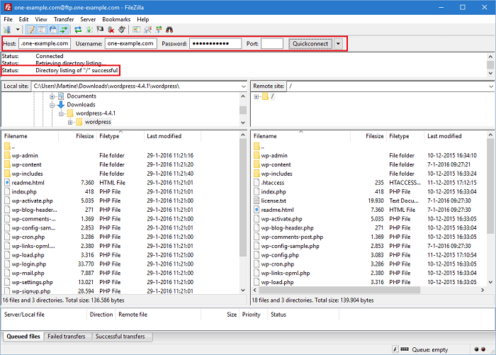 instalar wordpress ftp
